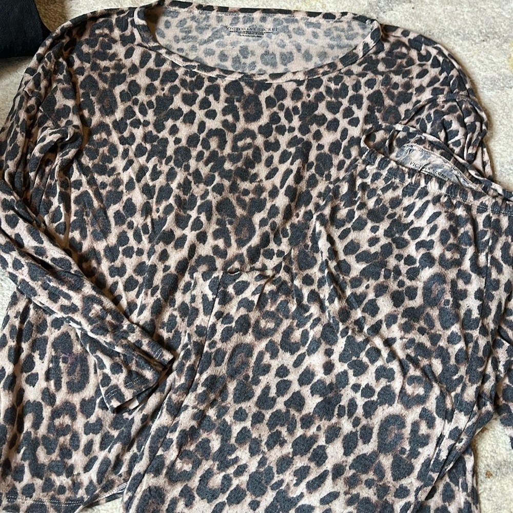 Victoria's Secret Brown and Black Leopard Pajama Top